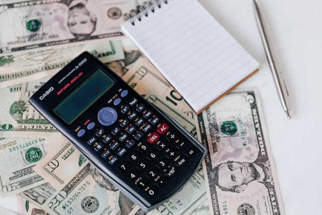 A calculator and a notepad